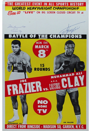 1971 Muhammad Ali vs. Joe Frazier Dual-Signed 14x22 Closed-Circuit Poster (Full JSA)