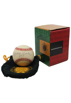 Mickey Mantle Single-Signed & Inscribed "No. 7" OAL Baseball With Original UDA Bag & Box (UDA)
