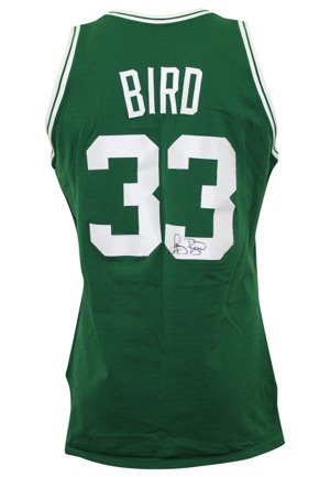 1987-88 Larry Bird Boston Celtics Game-Used & Dual-Autographed Knit Jersey (Graded 10 • Sourced From Celtics Equipment Manager • Full JSA)