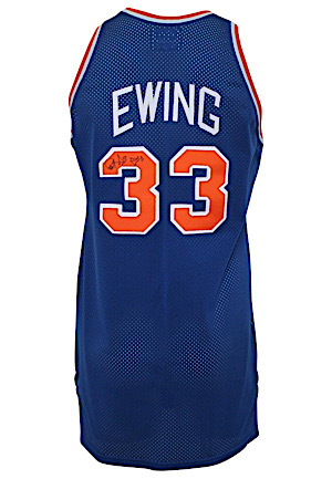 1987-88 Patrick Ewing New York Knicks Game-Used & Autographed Road Jersey (Apparent Photo-Match & Graded 10)