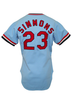 1977 Ted Simmons St. Louis Cardinals Game-Used Powder Blue Jersey (Photo-Matched & Graded 10)