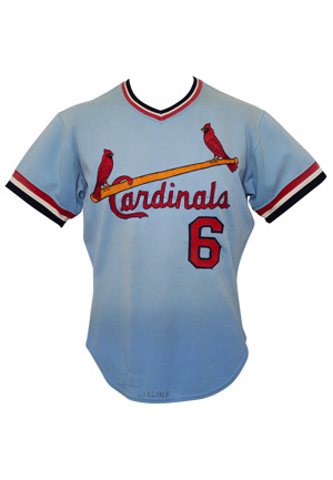 1976 Stan Musial St. Louis Cardinals Coaches-Worn Powder Blue Jersey