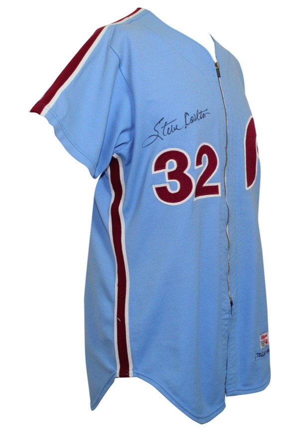 Lot Detail - 1972 STEVE CARLTON (CY YOUNG SEASON) AUTOGRAPHED AND INSCRIBED  PHILADELPHIA PHILLIES GAME WORN HOME UNIFORM (MEARS A10)