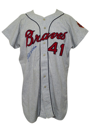 1963 Eddie Mathews Milwaukee Braves Game-Used & Autographed Road Flannel Jersey (Photo-Matched & Graded 9 • Full JSA)