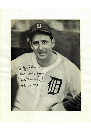 Hank Greenberg Detroit Tigers Autographed & Inscribed B&W Photo