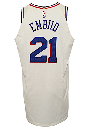 3/16/2018 Joel Embiid Philadelphia 76ers Game-Used "Cream City" Jersey (Photo-Matched To Double-Double Performance • Fanatics)