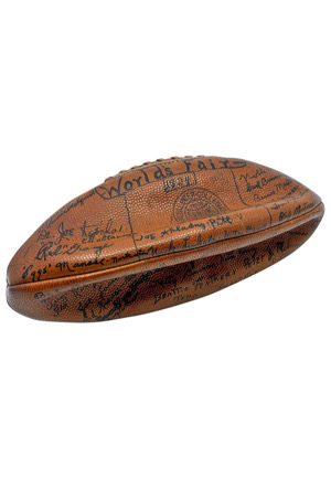 1934 First Ever NFL All-Star Game Featuring The Champion Bears Dual Team-Signed Football (Only One Known • Outstanding Condition • Masterson Family LOA • Full JSA)