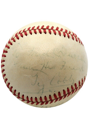 Ty Cobb Single-Signed & Inscribed OAL Baseball (Full JSA)