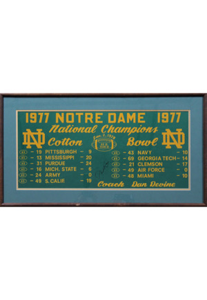 Joe Montanas Personal 1977 Notre Dame National Champions Autographed Framed Banner