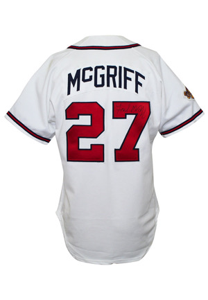 1996 Fred McGriff Atlanta Braves World Series Game-Used & Autographed Home Jersey