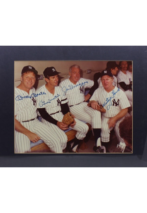 Mickey Mantle, Joe DiMaggio, Billy Martin & Whitey Ford Multi-Signed Framed Display