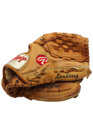 1985 Ryne Sandberg Chicago Cubs Game-Used & Autographed Glove (Apparent-Match • PSA/DNA)
