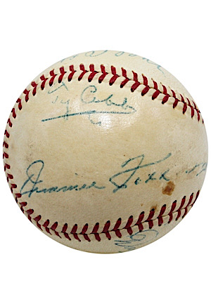 Hall Of Famers Multi-Signed OAL Baseball Including Cobb, Foxx, Speaker, Vance & More (Full PSA/DNA & JSA)