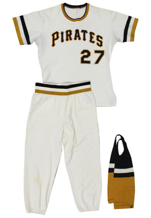 1971 Bob Johnson Pittsburgh Pirates Game-Used Home Uniform & Stirrups (3)(Graded 10 • Championship Season • Likely Worn In Postseason)