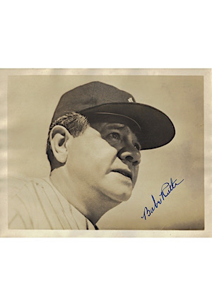 Absolutely Stunning Babe Ruth Autographed B&W 8x10 Photo (JSA Graded 9)