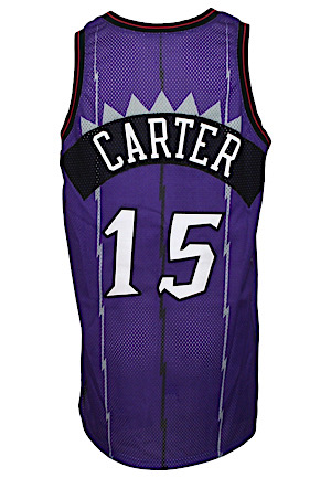 1998-99 Vince Carter Toronto Raptors Rookie Game-Used & Autographed Road Jersey (Sourced From Assistant Coach • ROY Season)