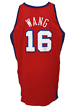 2002-03 Wang Zhizhi Los Angeles Clippers Game-Used & Autographed Home Jersey (Photo-Matched • NBAs 1st Chinese-Born Player • Sourced From Assistant Coach)