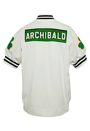 Late 1970s Nate “Tiny” Archibald Boston Celtics Player-Worn Warm-Up Home Jacket