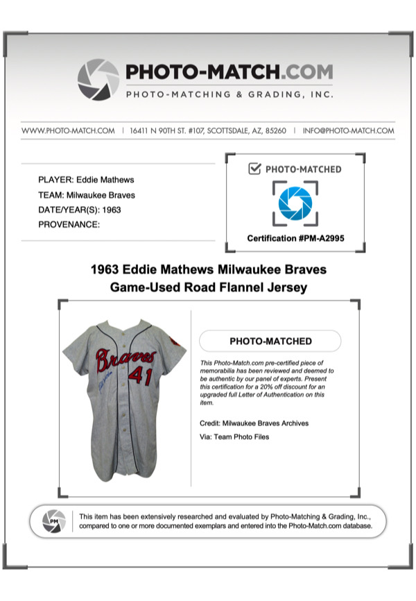 Eddie Mathews Signed Authentic Milwaukee Braves Uniform Jersey & Pants JSA  COA