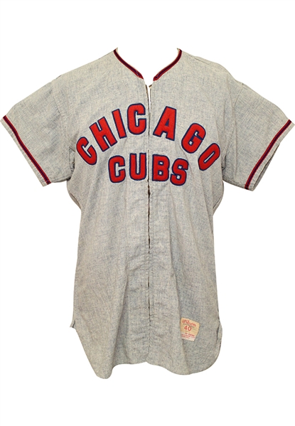 1957 Bobby Morgan Chicago Cubs Game-Used Road Flannel Jersey (Extremely Rare One-Year Style)