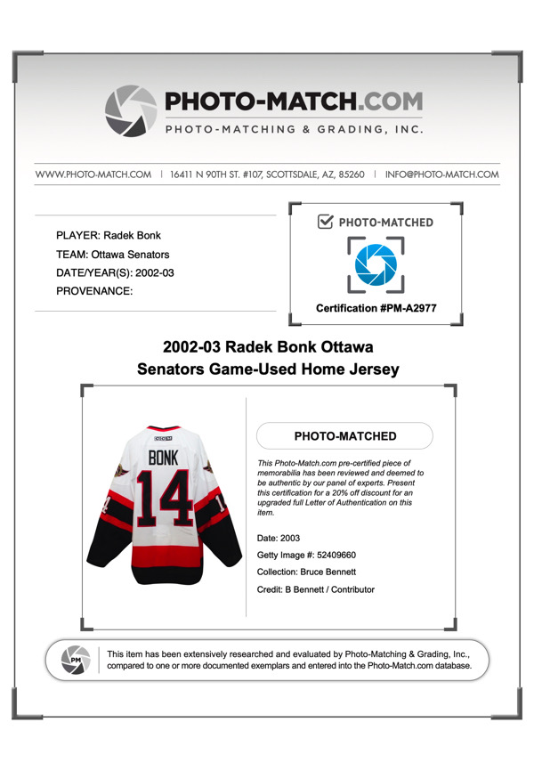 Vintage CCM Radek Bonk Ottawa Senators Hockey Jersey Made in 