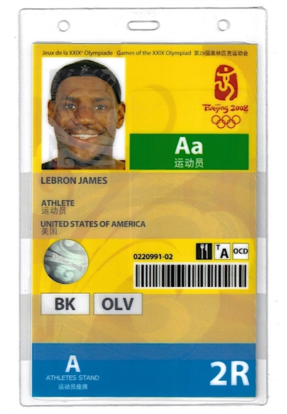 2008 LeBron James Beijing Olympics Identity And Accreditation Card