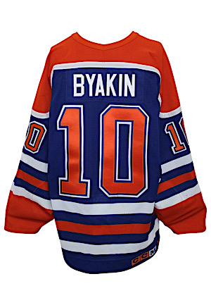 1993-94 Ilya Byakin Edmonton Oilers Game-Used Road Jersey (MeiGray • Repairs)