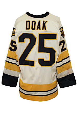 Late 1970s Gary Doak Boston Bruins Game-Used Home Jersey (Numerous Repairs)