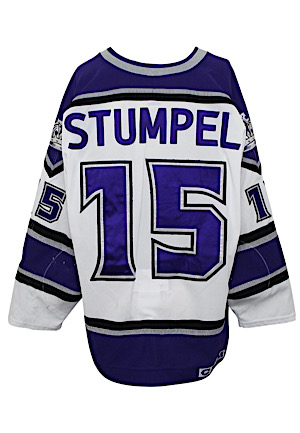 1999-2000 Jozef Stumpel Los Angeles Kings Game-Used Home Jersey (Team Repairs)