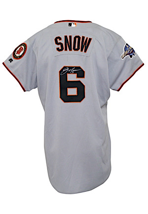 2002 J.T. Snow San Francisco Giants Game-Used & Autographed Road Jersey (Patched & Prepped For World Series)
