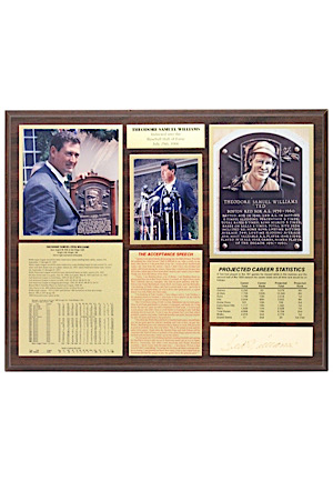 Ted Williams Hall Of Fame Display With Autographed Cut