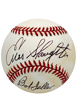 Enos Slaughter, Johnny Mize & Bob Feller Multi-Signed OAL Baseball
