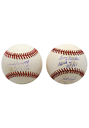 Multi-Signed OAL Baseballs By Pitchers That Gave Up Mantle & Maris HRs Including Maris #61 & Mantles First Career HR (2)