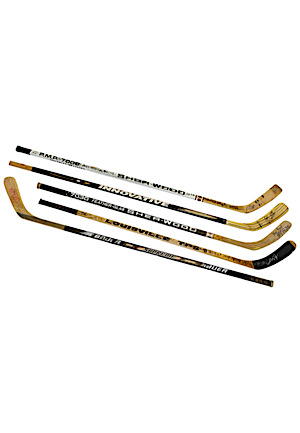 1990s Los Angeles Kings Game-Used & Autographed Sticks Including Robitaille, Donnelly, Coffey, Blake & Others (5)