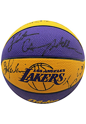 Circa 1990 Los Angeles Lakers Team-Signed Mini Basketball