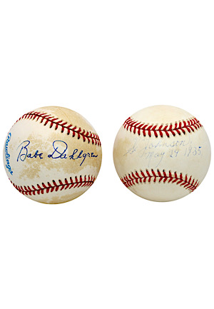 "Only Player to Replace Lou Gehrig" & "Last MLB Pitcher To Strike Out Babe Ruth" Single-Signed Baseballs (2)