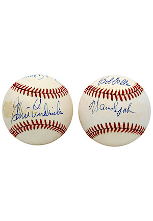 "1969 World Series Spectacular Catches" & "Losing Pitchers To Strikeout 18 & Lose" Multi-Signed Baseballs (2)