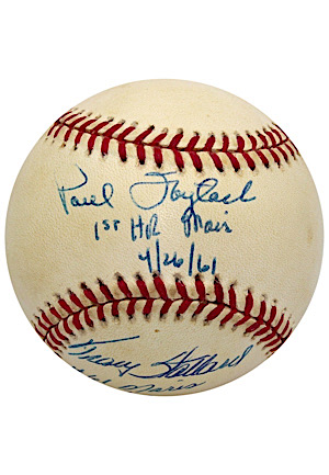 Paul Foytack & Tracy Stallard Dual-Signed & Inscribed Baseball (1961 Maris First & Last HR Pitchers)