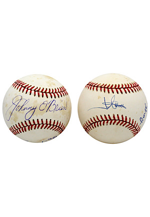 Twin Brothers On Same Team & One Arm & Hand MLB Players Dual-Signed Baseballs (2)