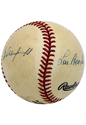 Lou Brock, Dave Winfield, Robin Yount & Eddie Murray Multi-Signed Baseball (3000 Hit Club Without Batting Titles)