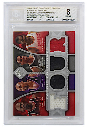 2009-10 Upper Deck SP Game-Used Edition "Fabric Foursome" Jordan, Malone, Robinson & Olajuwon #F4JOMR (Beckett NM-MT 8)