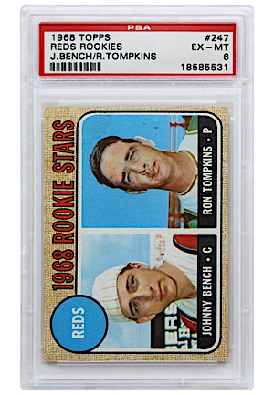 1968 Topps "Reds Rookies" Johnny Bench & Ron Tompkins #247 (PSA EX-MT 6)