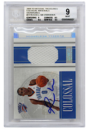 2009-10 National Treasures Colossal Material Signatures Russell Westbrook #23 (Beckett MINT 9 • Auto Graded 10 • 4/5)