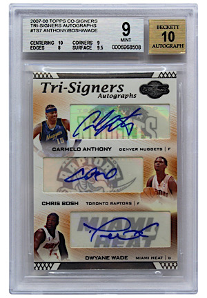 2007-08 Topps Tri-Signers Autographs Anthony, Bosh, Wade #TS7 (Beckett MINT 9 • Autos Graded 10)