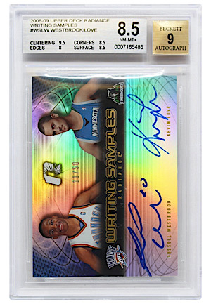 2008-09 Upper Deck Radiance Writing Samples Russell Westbrook & Kevin Love #WSLW (Beckett NM-MT+ 8.5 • Autos Graded 9)