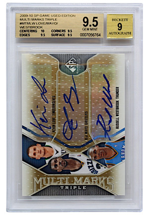 2009-10 Upper Deck SP Multi Marks Triple Game Used Edition Autographed Love, Mayo, Westbrook #MTMLW (Beckett GEM MINT 9.5 • Autos Graded 9)