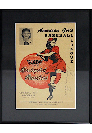 1952 Jimmie Foxx Autographed American Girls Baseball League Program Framed Cover