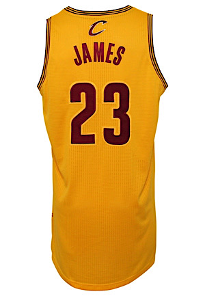 2014-15 LeBron James Cleveland Cavaliers Pro Cut Gold Jersey