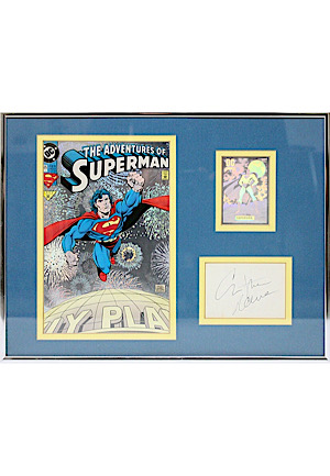 1993 Christopher Reeve "The Adventures Of Superman" Autographed Cut Framed Comic Book Display