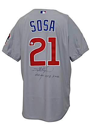 2002 Sammy Sosa Chicago Cubs Game-Used & Autographed Road Jersey (Sosa Hologram)